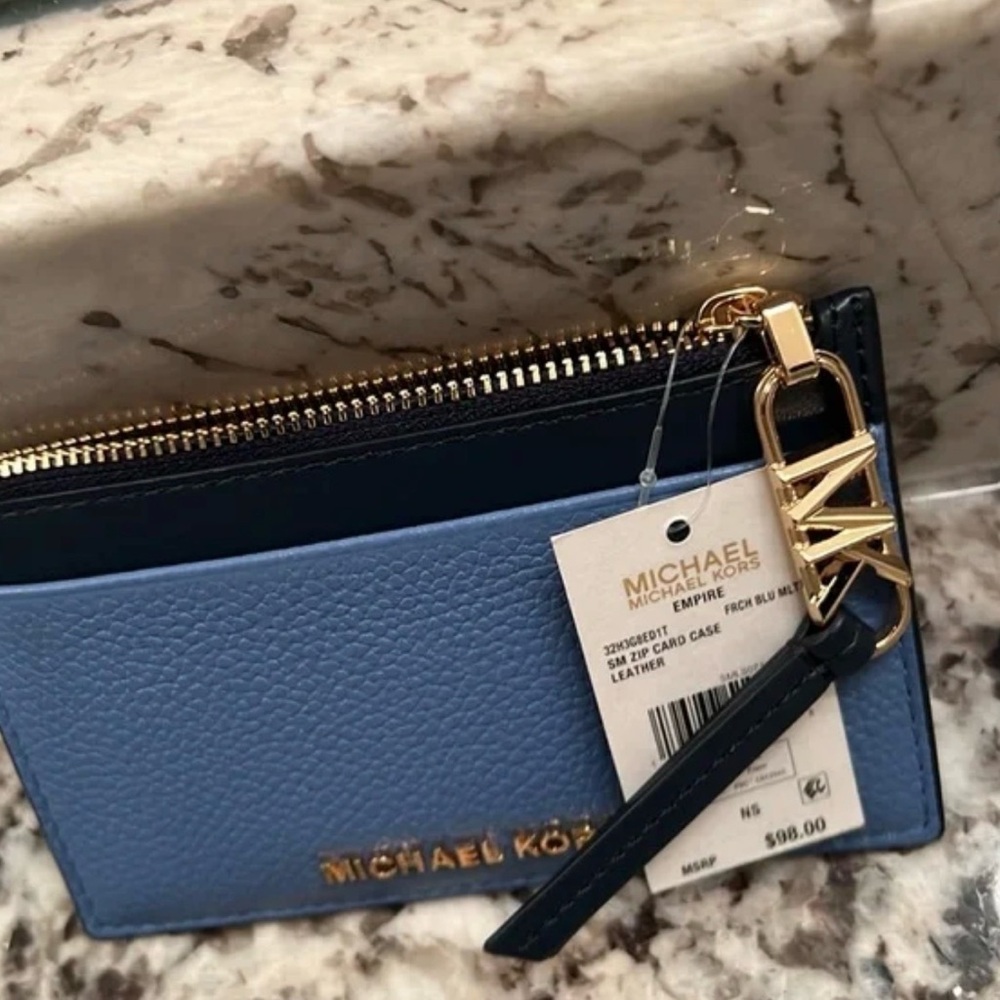 Michael Kors Two-Tone Blue Card Holder - Picture 8 of 9